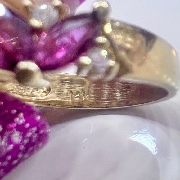 🎉HP🎉 Purple Pink Tourmaline & Diamond Marquise Stacking Band Ring, size 6.25 - Picture 8 of 8